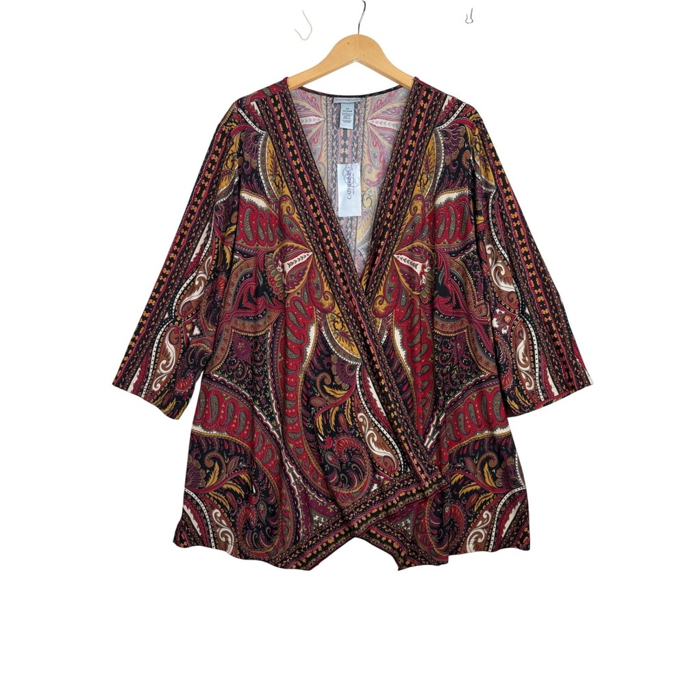 New Catherines Paisley/Multi‎ Print Open Cardigan size 2X Multicolor